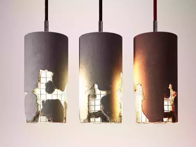 Delta two concrete lamps with hole in middle