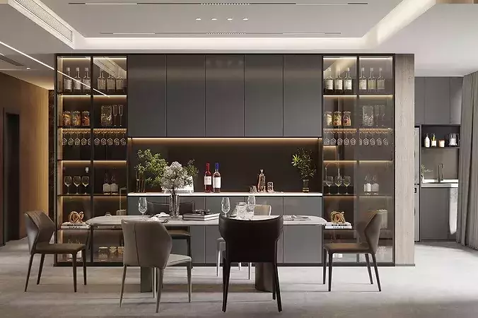 Italian-style living and dining room  3D model 7