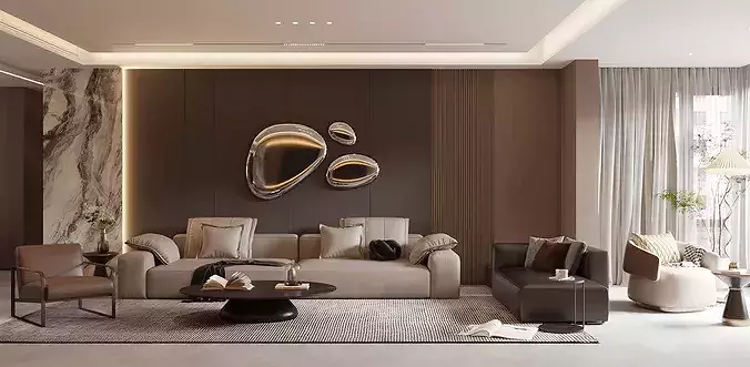 Italian-style living and dining room  3D model 4