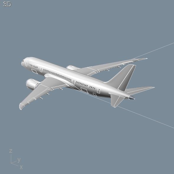 Boeing 787-8 comercial aircraft cad model 3D model_2