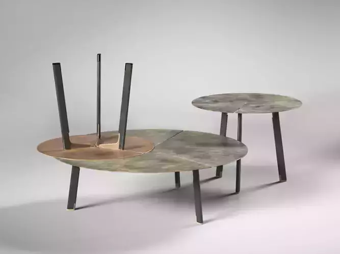 Placas coffee table with two legs and circular top