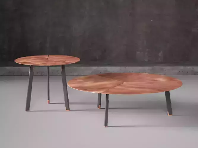 Placas coffee table with two legs and circular top