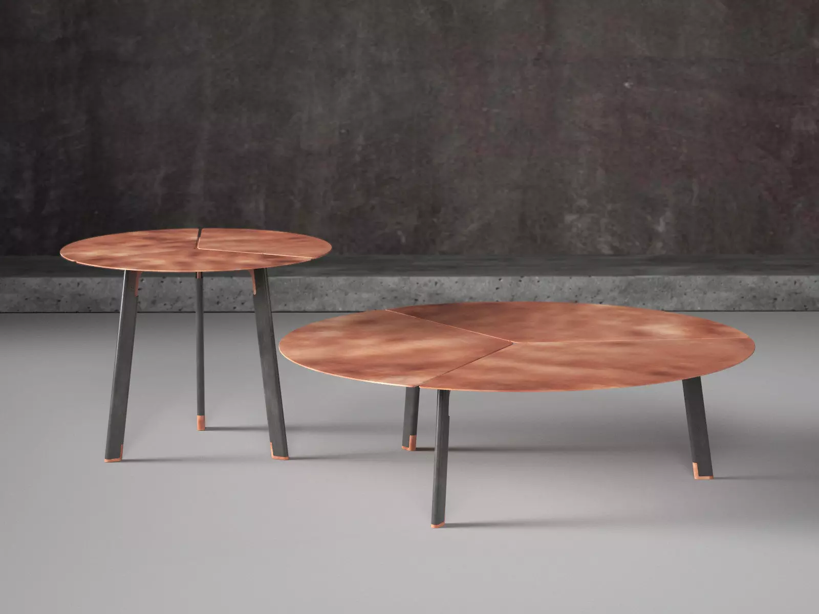 Placas coffee table with two legs and circular top 3D model_3