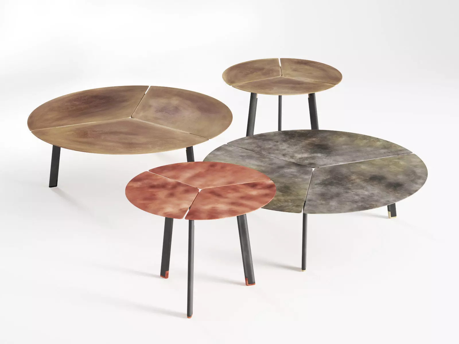Placas coffee table with two legs and circular top 3D model_2