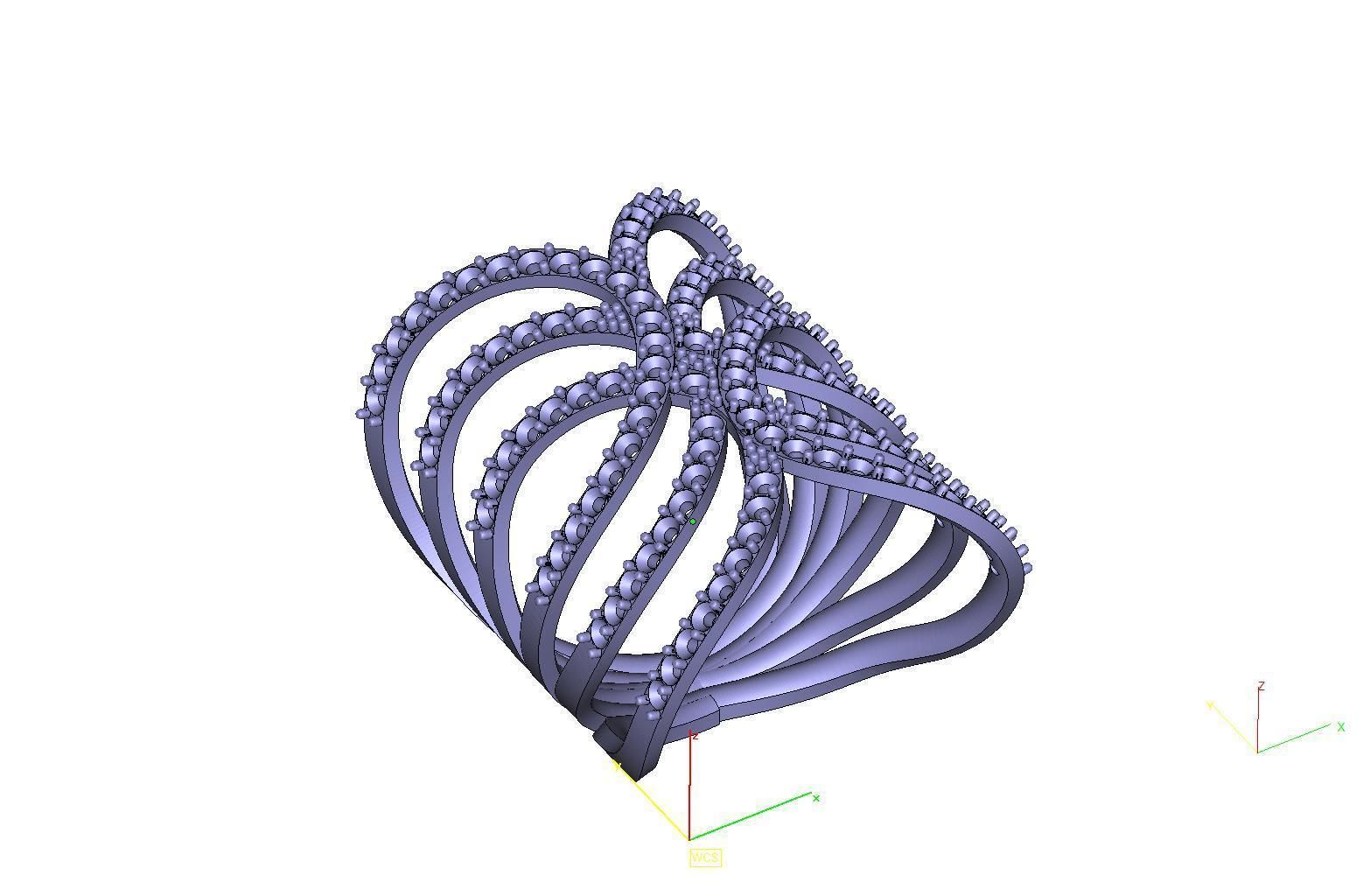 Ring gold with diamonds 3D print model_3