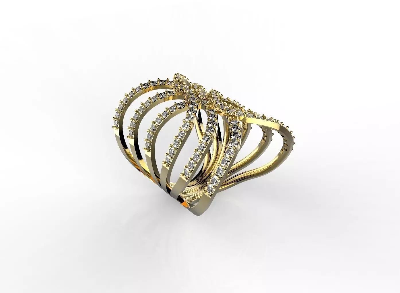 Ring gold with diamonds 3D print model_0