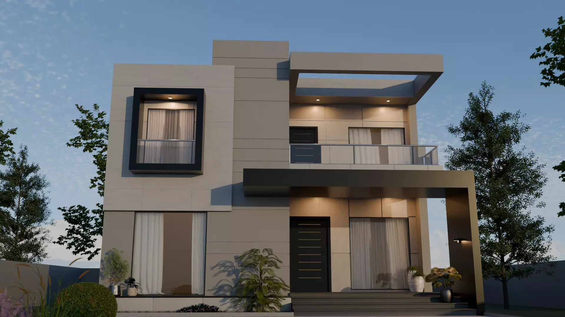 Modern Two Story House 3D model