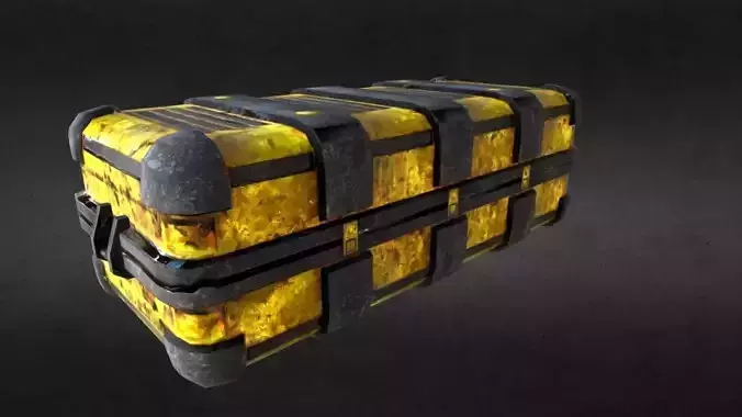 PBR Gold Supply Crate Low-poly 3D model