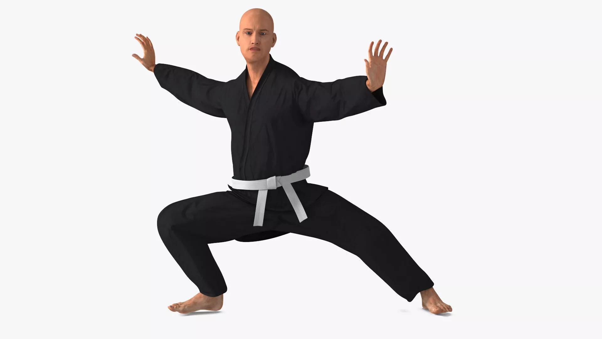 Martial Arts Practitioner In Karate Gi Rigged 3D model