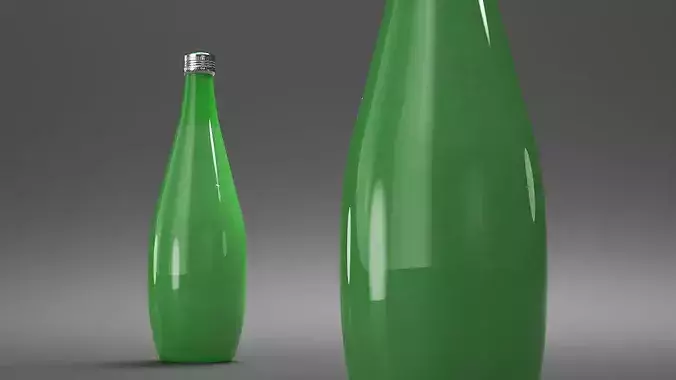 Green Mineral Water Bottle 3D model 4