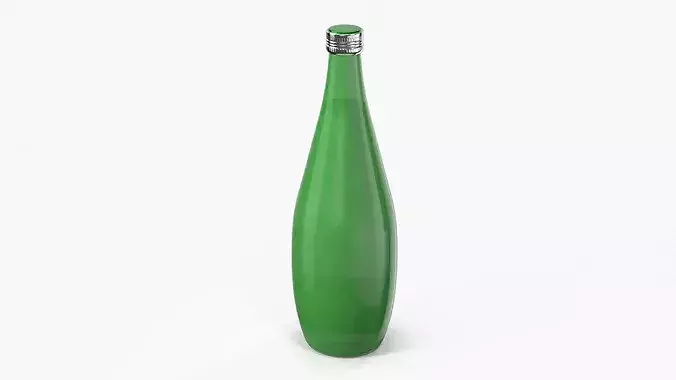 Green Mineral Water Bottle 3D model 2