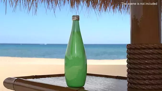 Green Mineral Water Bottle 3D model 3