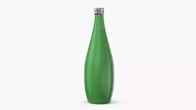 Green Mineral Water Bottle 3D model 5