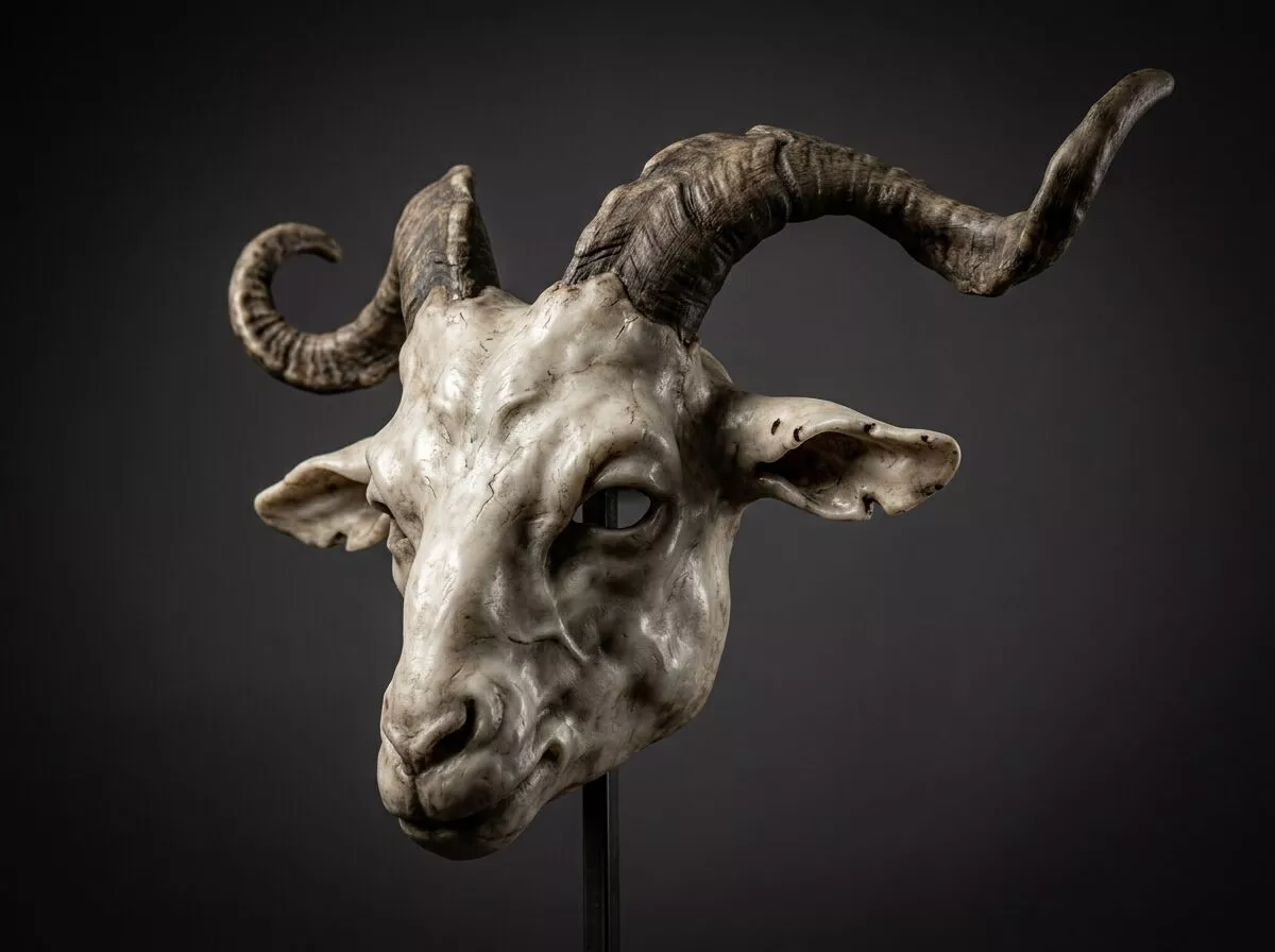 Realistic Horned Ram Goat Skull Cosplay Mask 3D Printable STL 3D print model