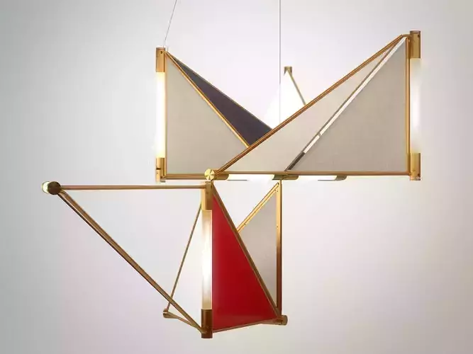 Kite hanging lamp made of triangles