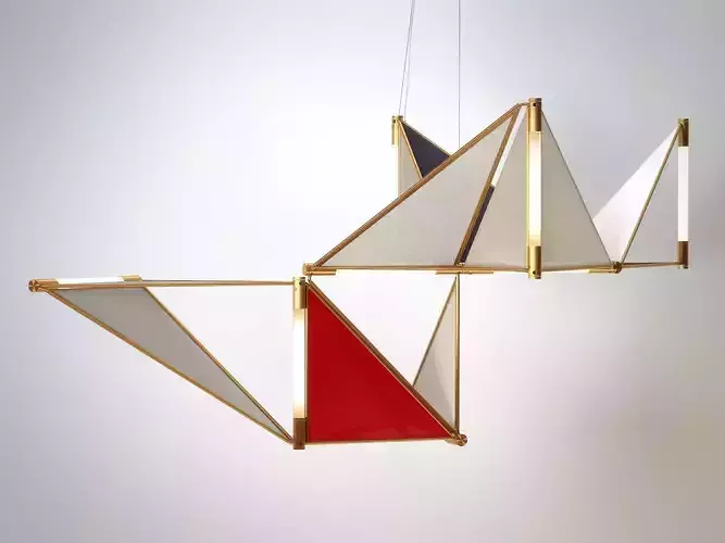 Kite hanging lamp made of triangles 3D model