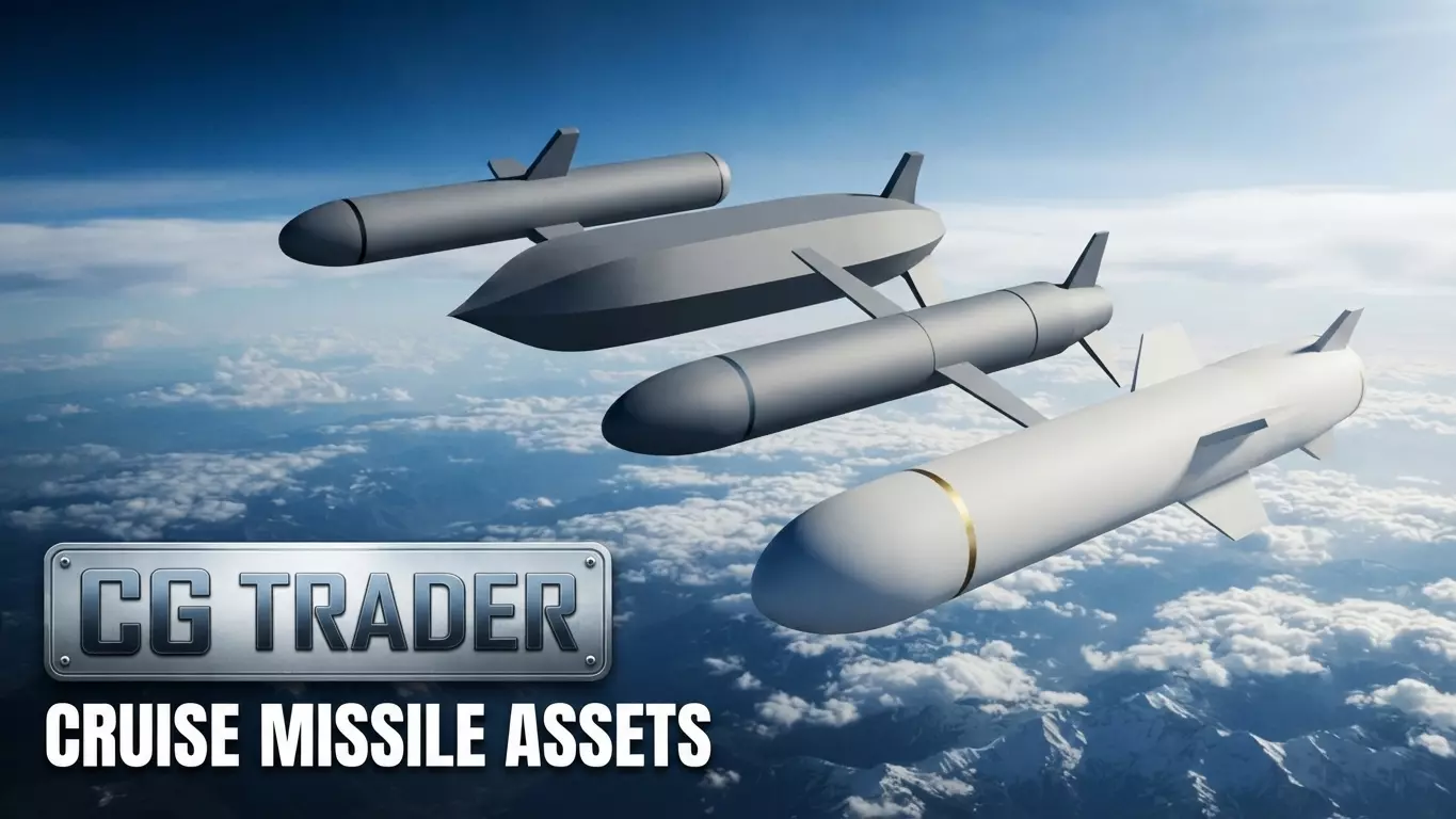 Pack of 4 Low Poly Cruise Missiles Game Ready Weapon FBX OBJ STL Low-poly 3D model
