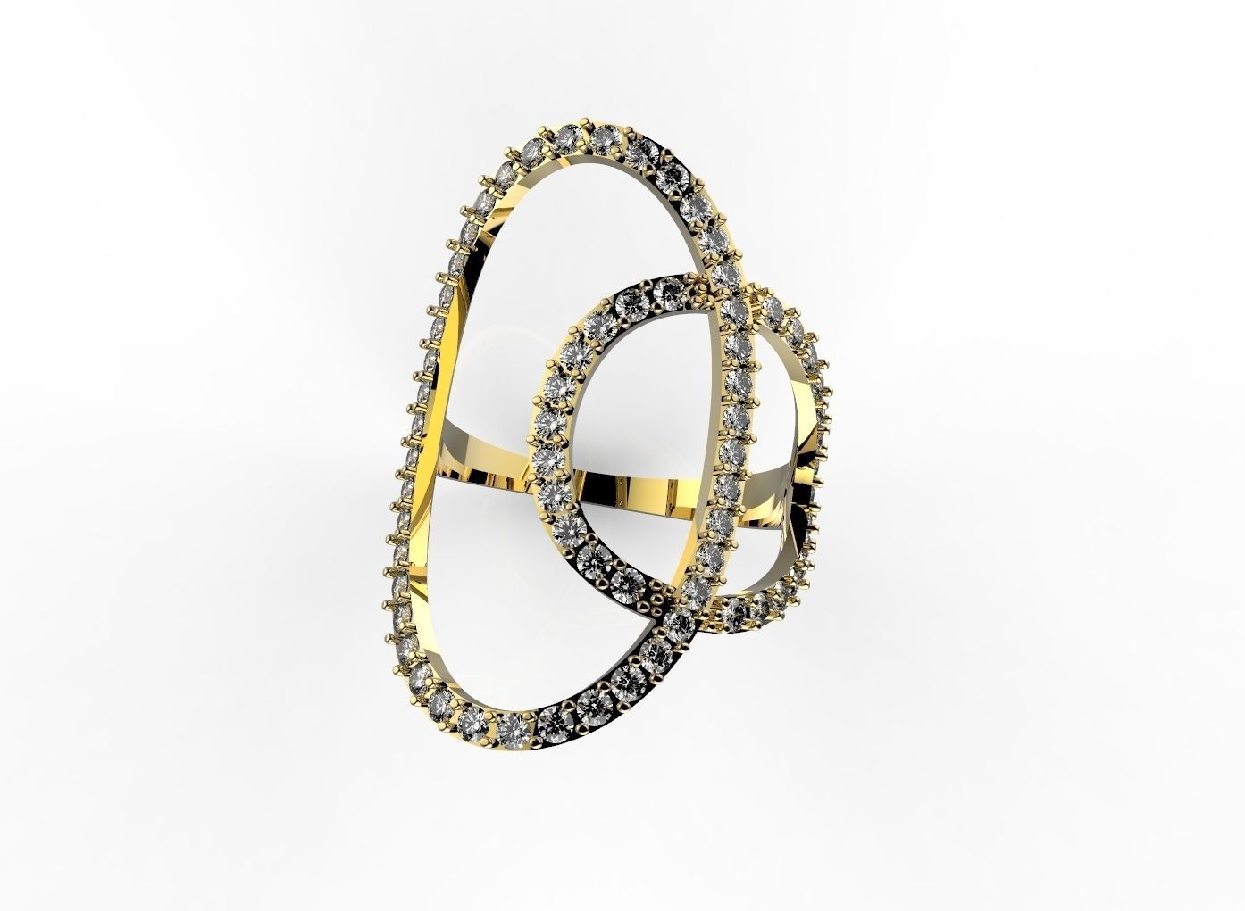 Ring gold with diamonds 3D print model_1