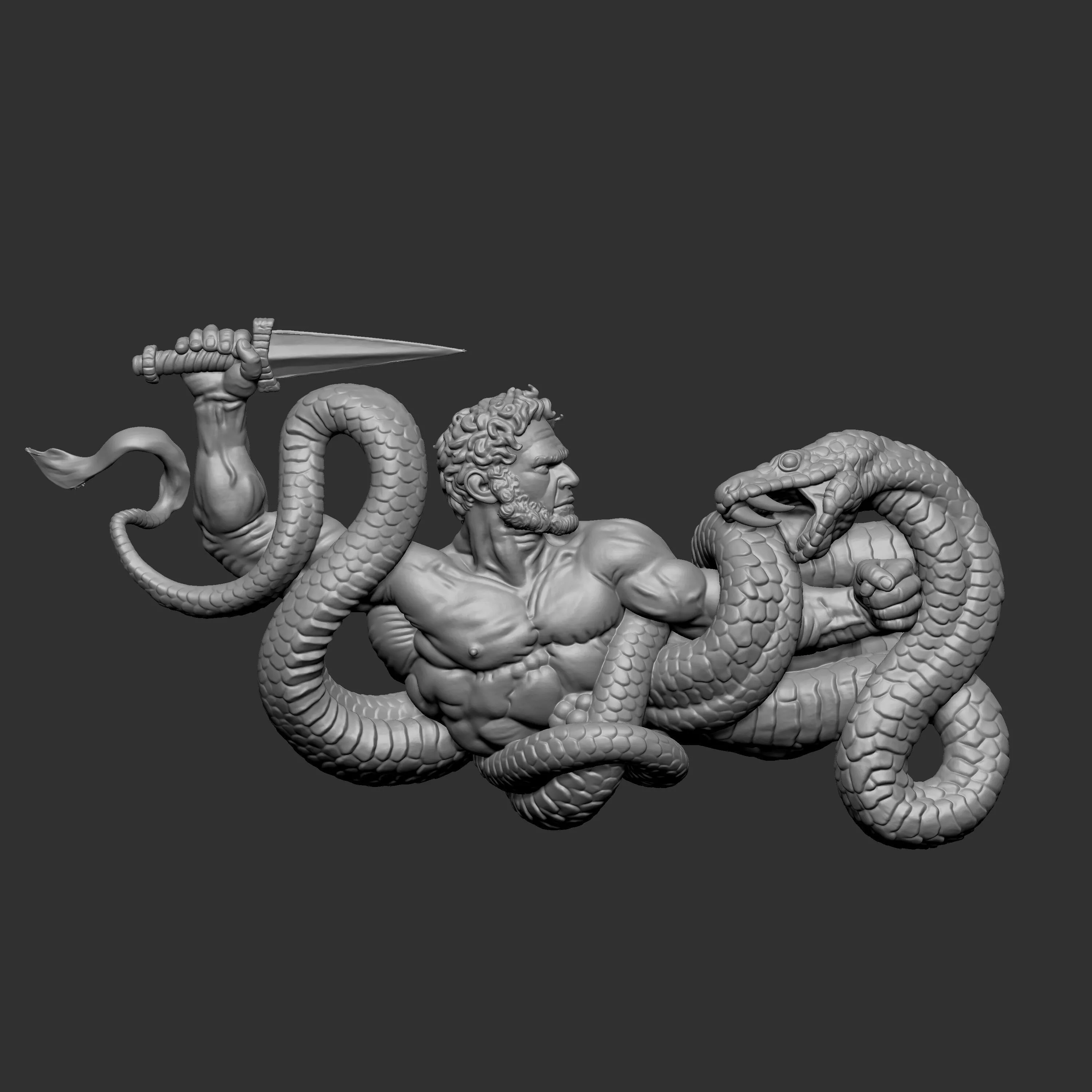 Hercules Heracles battling a giant serpent 3D print model
