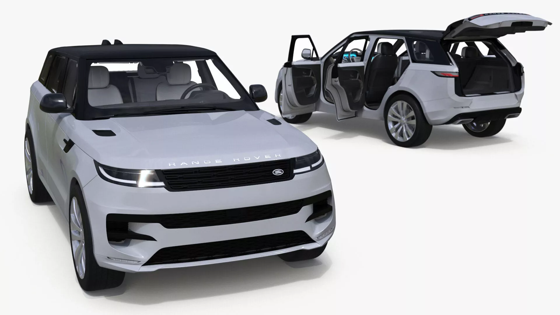 Range Rover Sport SUV Light Grey Rigged 3D model