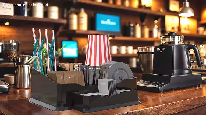 Coffee Station Organizer Set 3D model 2