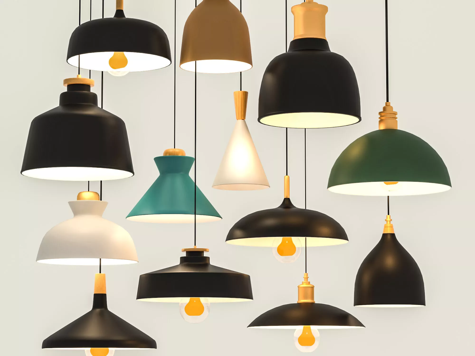 Modern Pendant Light Collection Low-poly 3D model