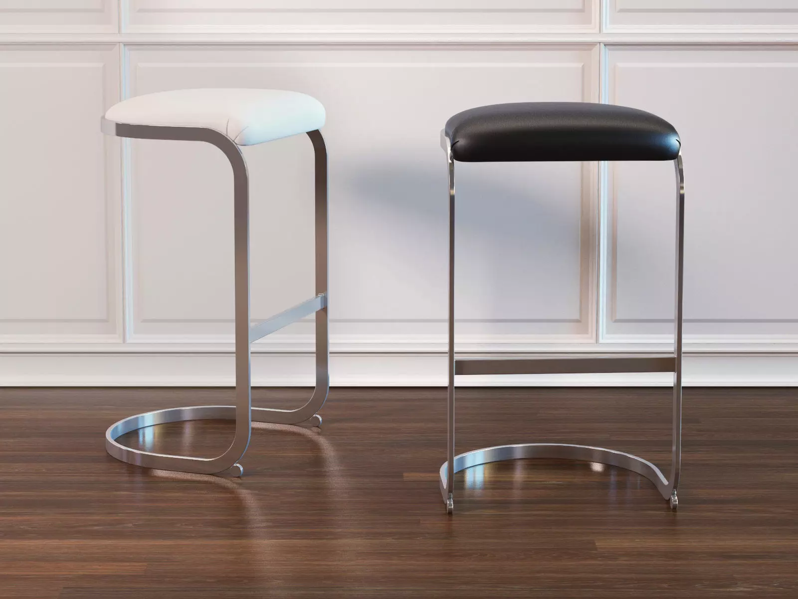 Chrome Cantilevered Bar Stool 3D model_0
