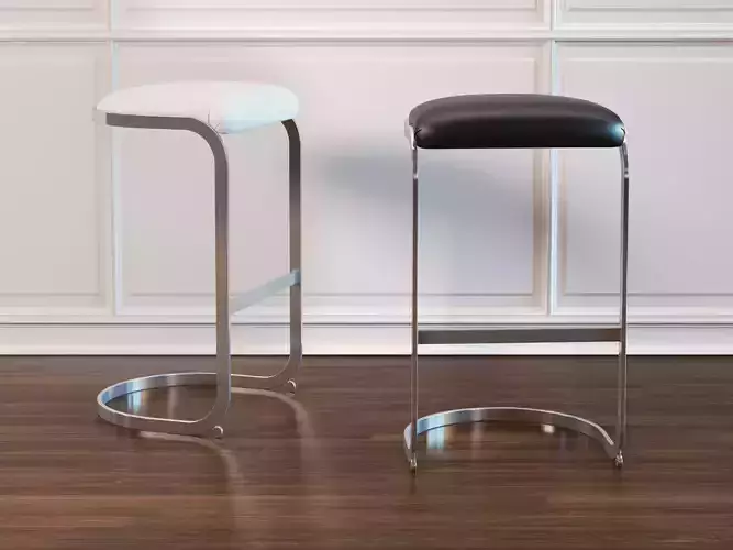 Chrome Cantilevered Bar Stool 3D model Chrome Cantilevered Bar Stool 3D model