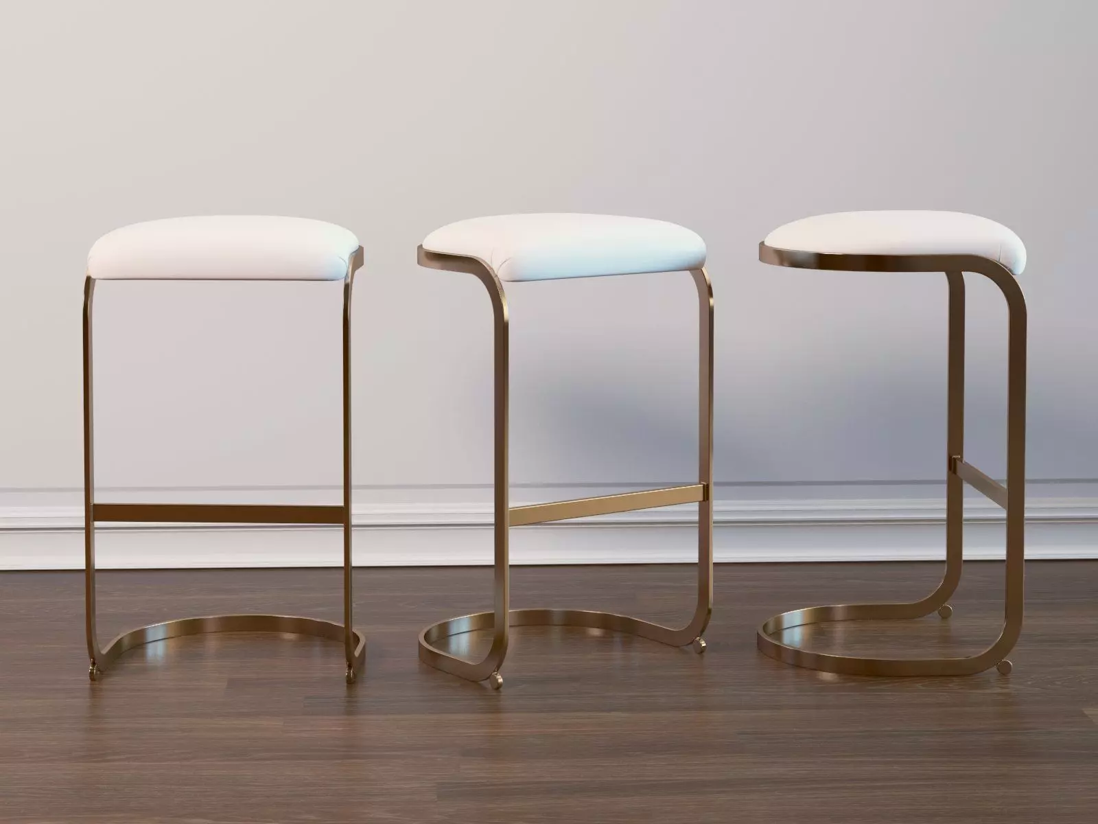 Chrome Cantilevered Bar Stool 3D model_2