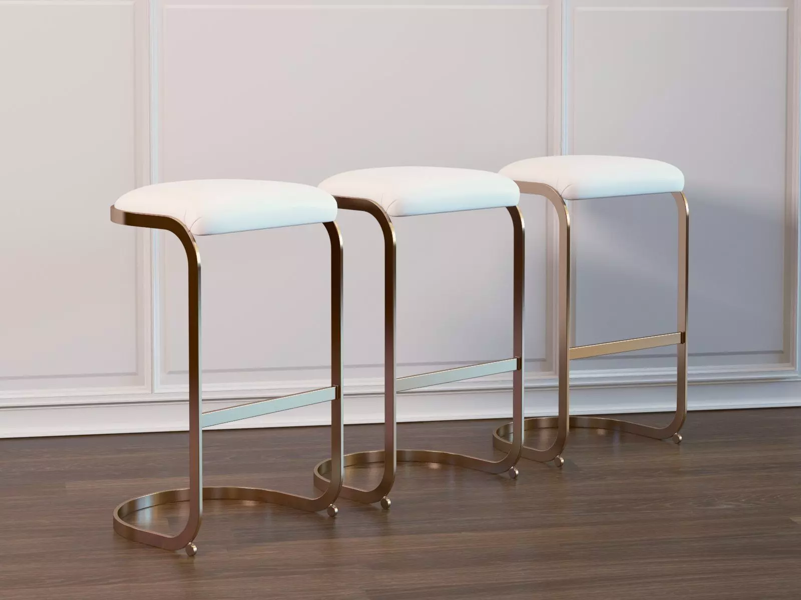 Chrome Cantilevered Bar Stool 3D model_4
