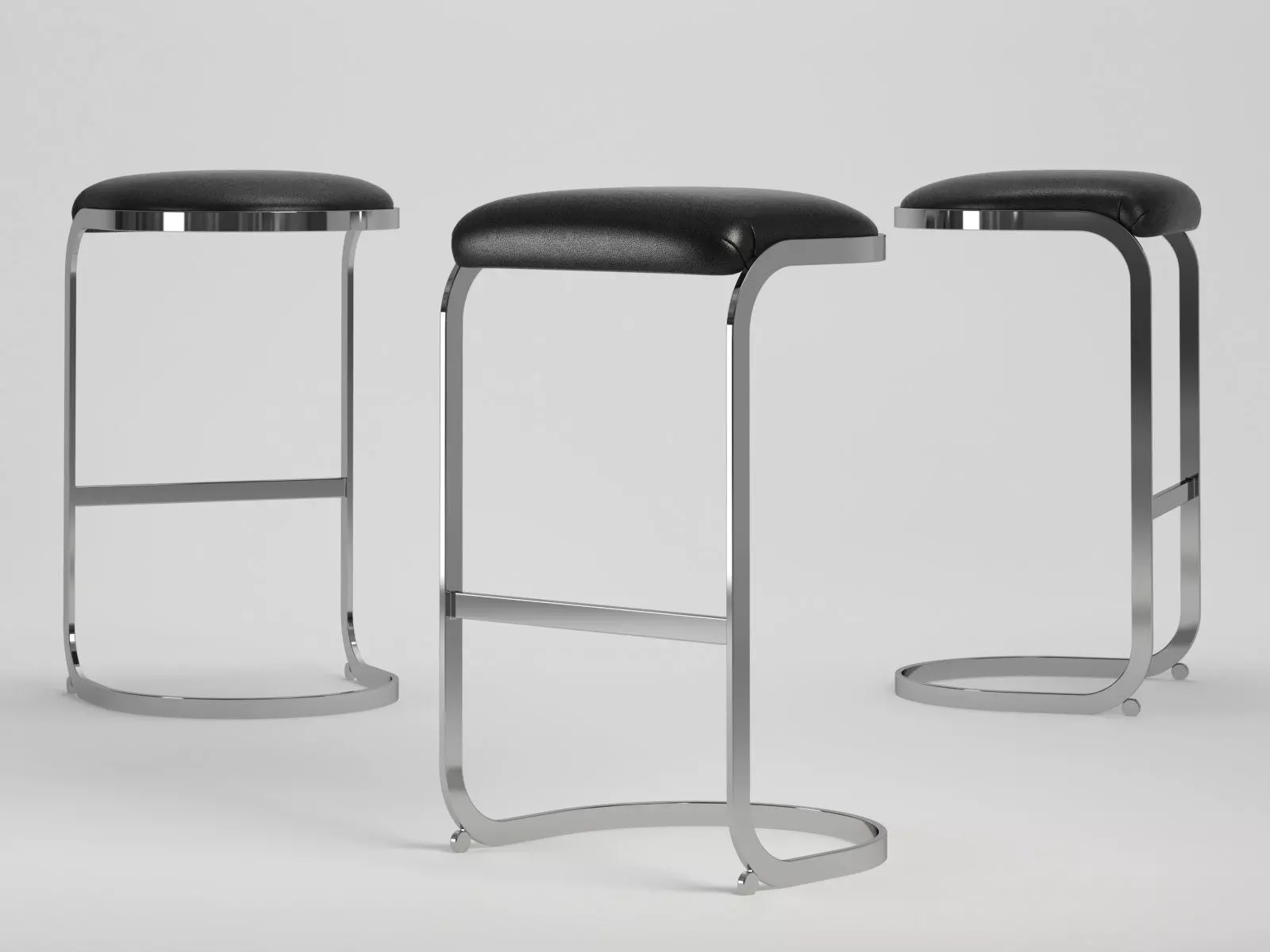 Chrome Cantilevered Bar Stool 3D model_3