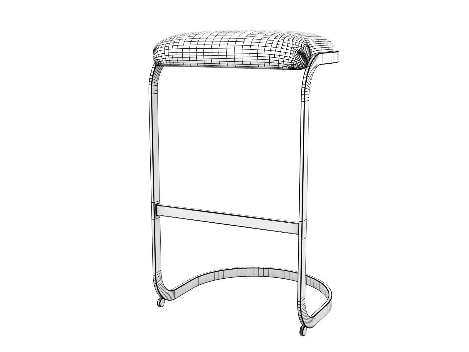 Chrome Cantilevered Bar Stool 3D model_5