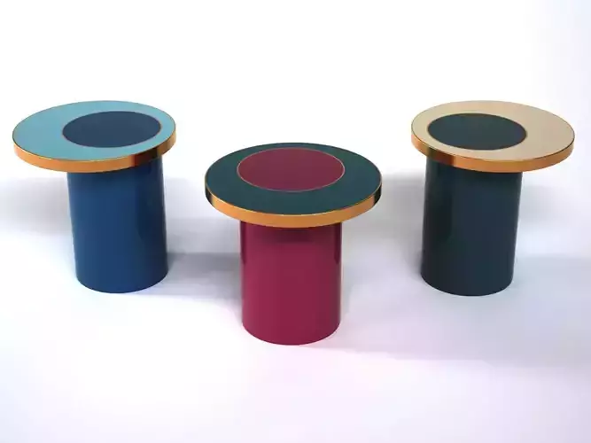 Nenuphar three colorful side tables with circular top 3D model