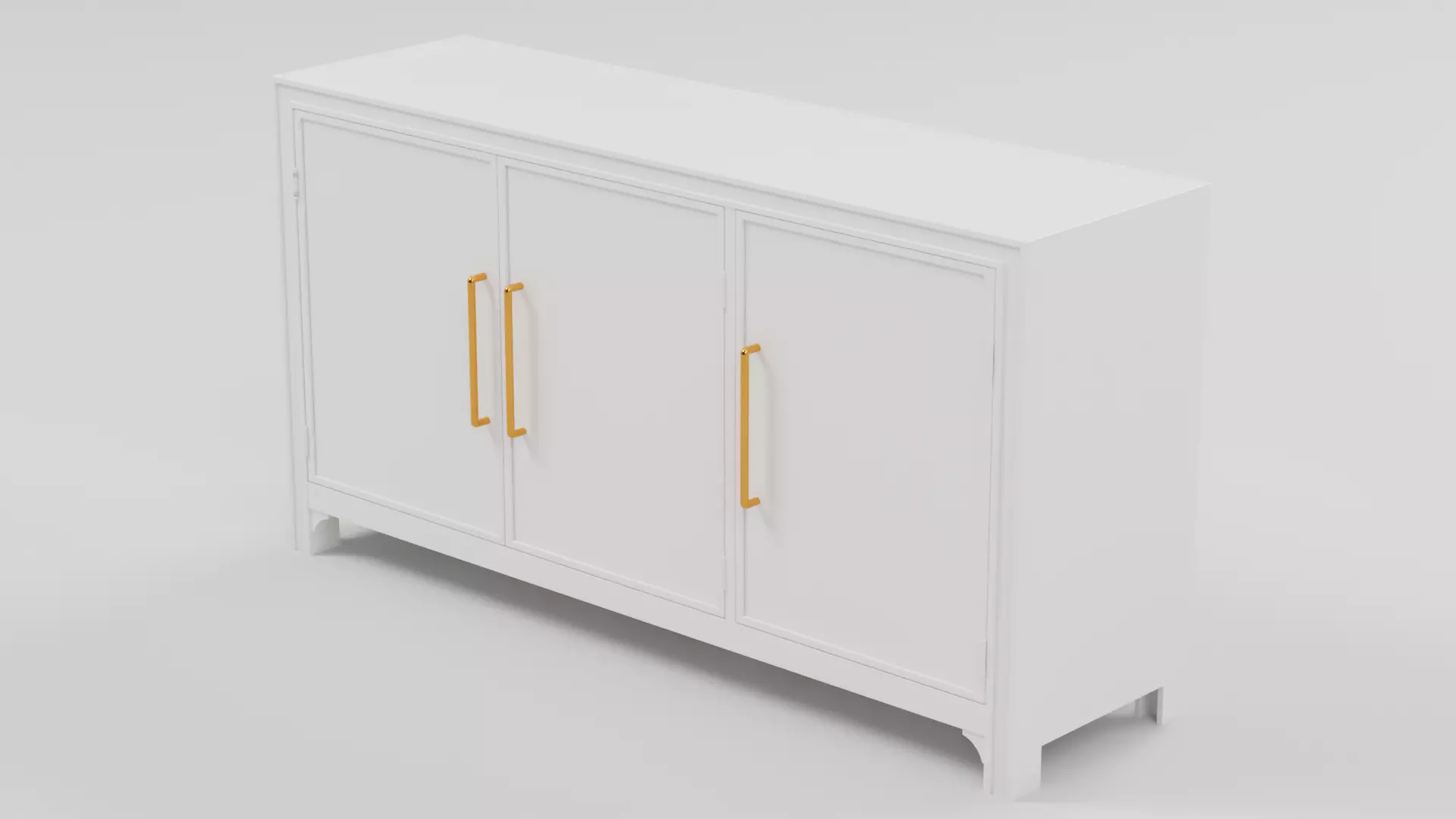 Mid-Century 3-Door Sideboard 01 Low-poly 3D model