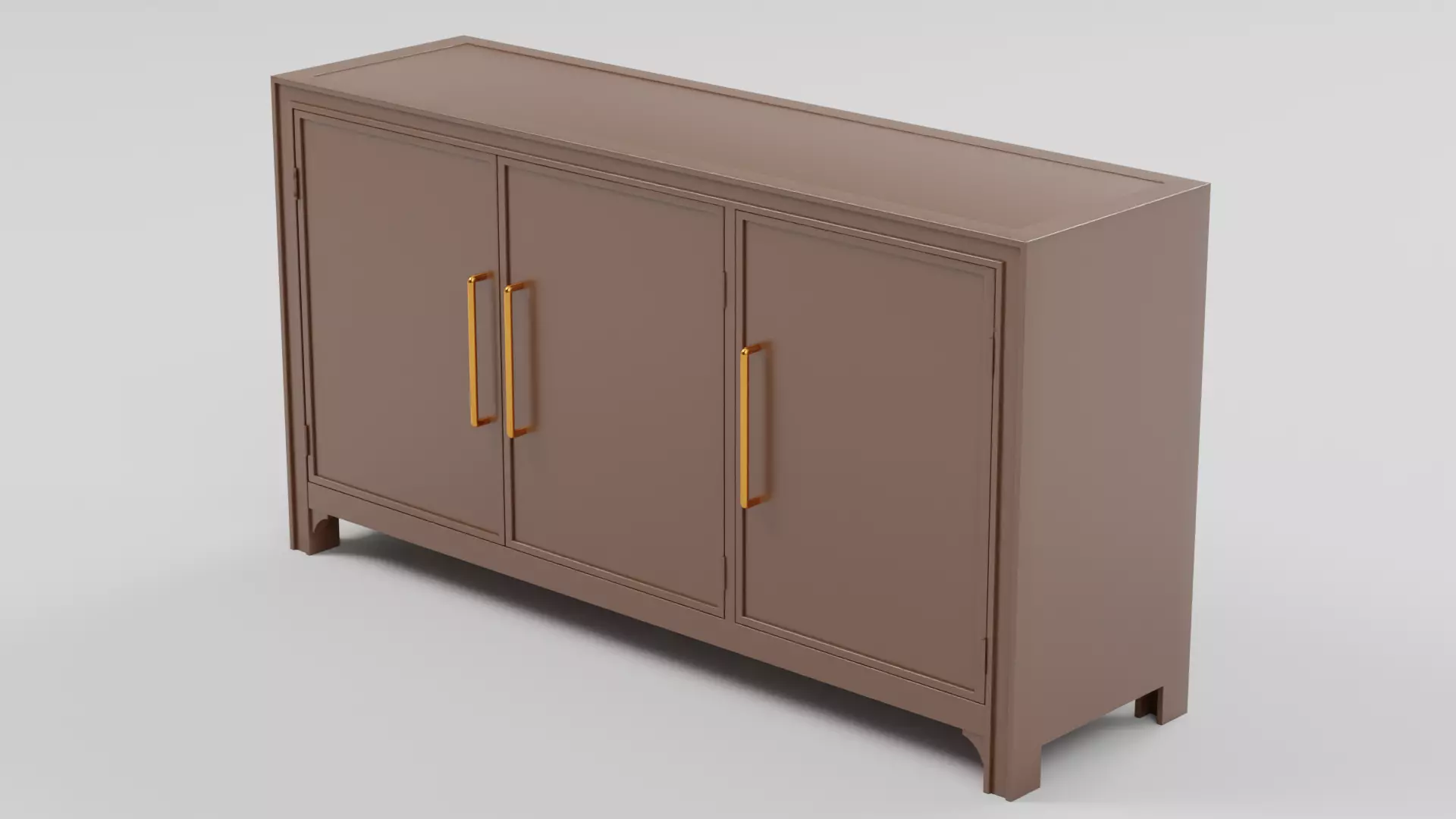 Mid-Century 3-Door Sideboard 02 Low-poly 3D model