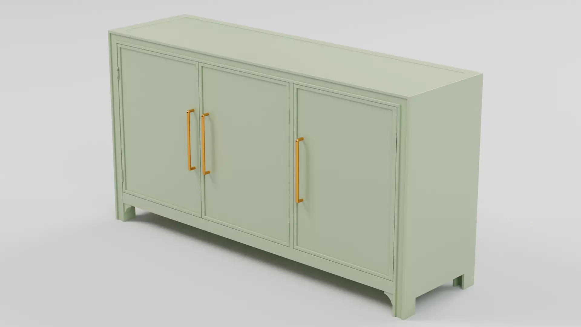 Mid-Century 3-Door Sideboard 03 Low-poly 3D model