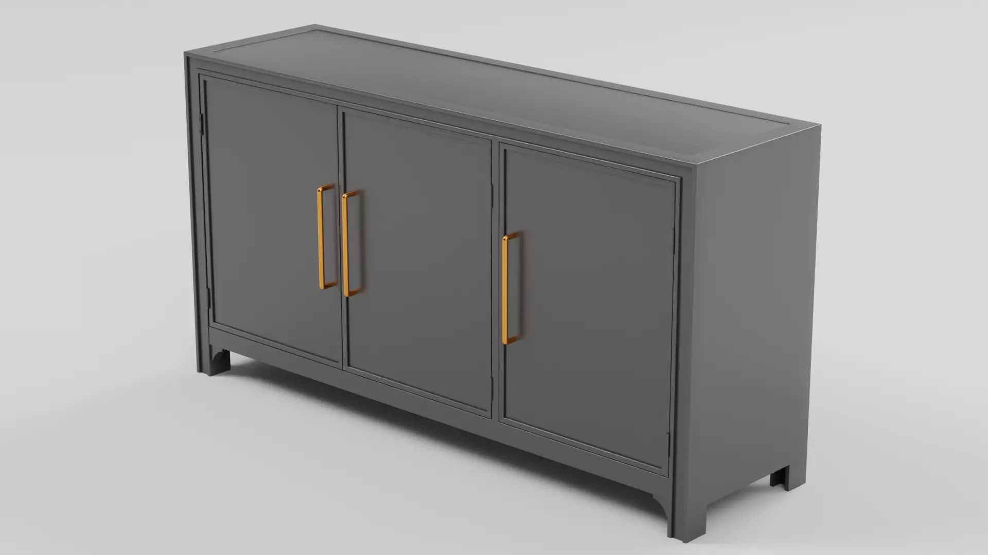 Mid-Century 3-Door Sideboard 04 Low-poly 3D model