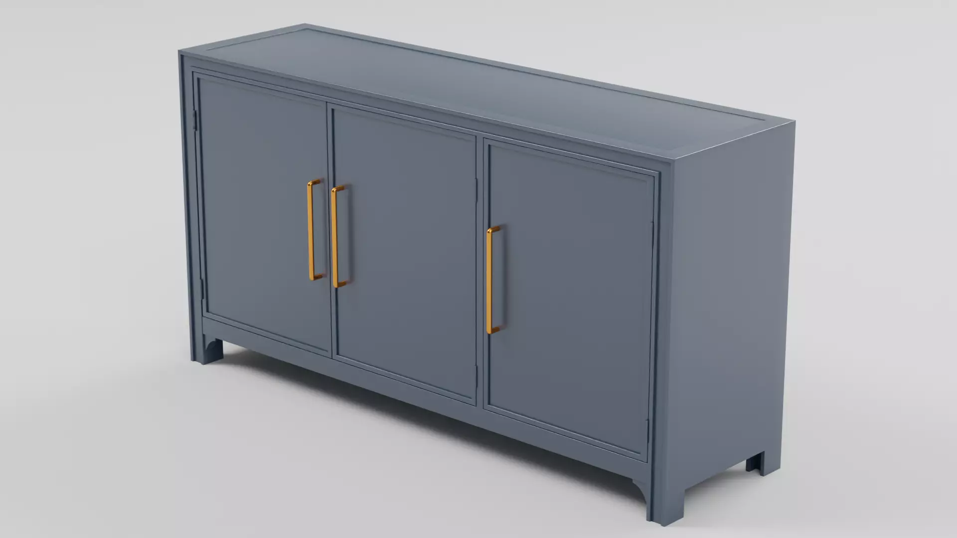 Mid-Century 3-Door Sideboard 05 Low-poly 3D model