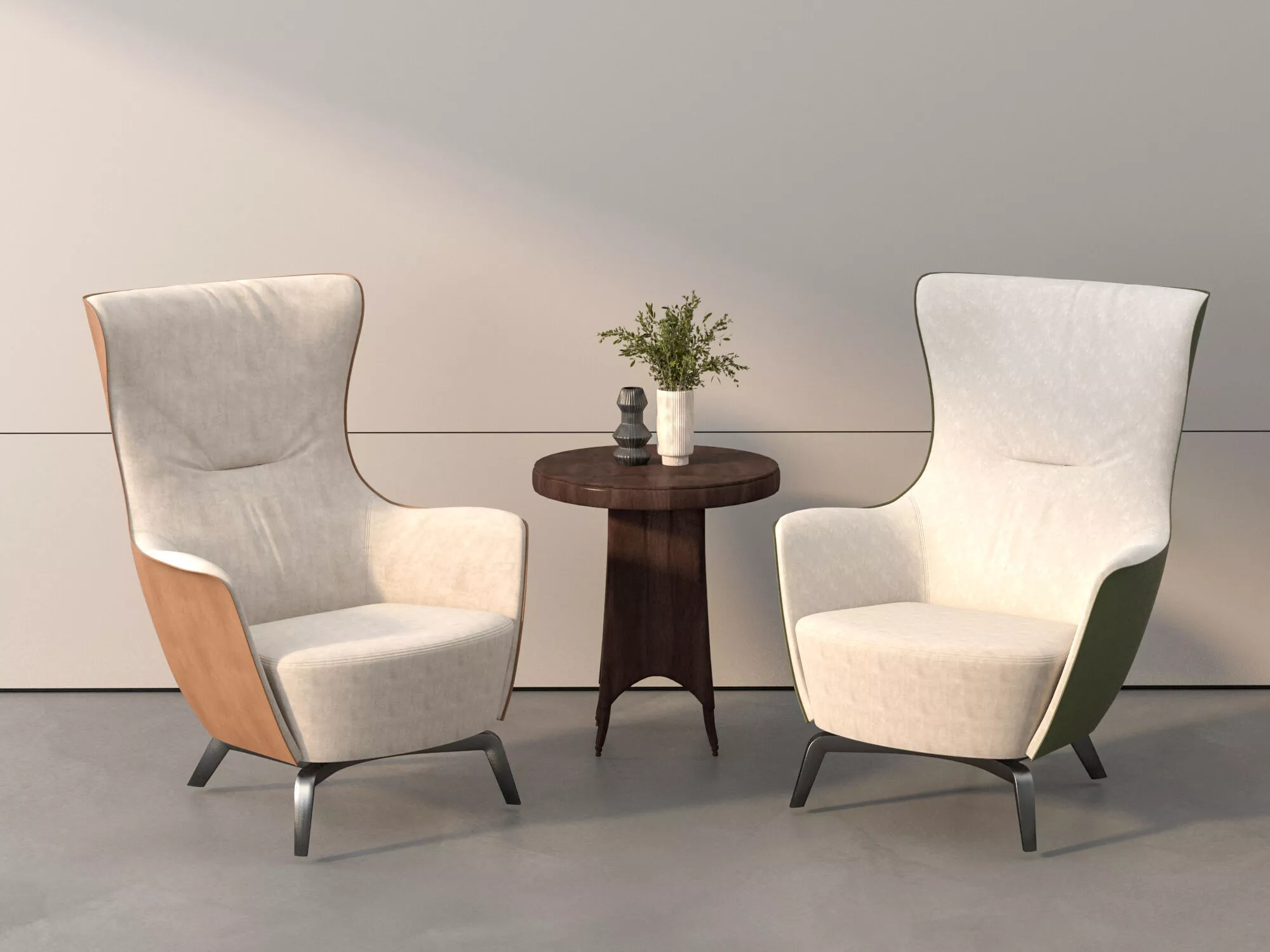 Modern Lounge Chairs Set With Side Table armchair Free 3D model