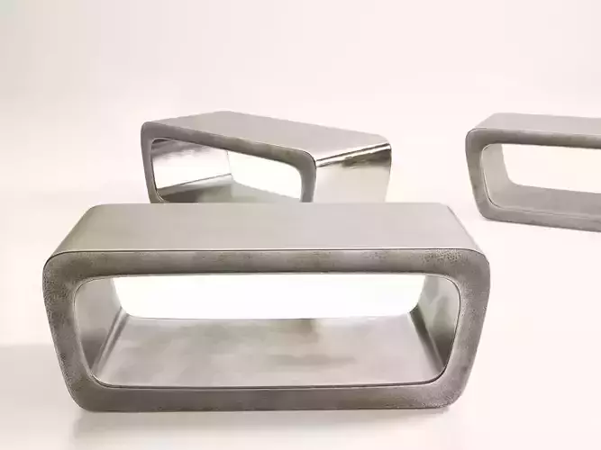 O Bench three concrete side tables 3D model