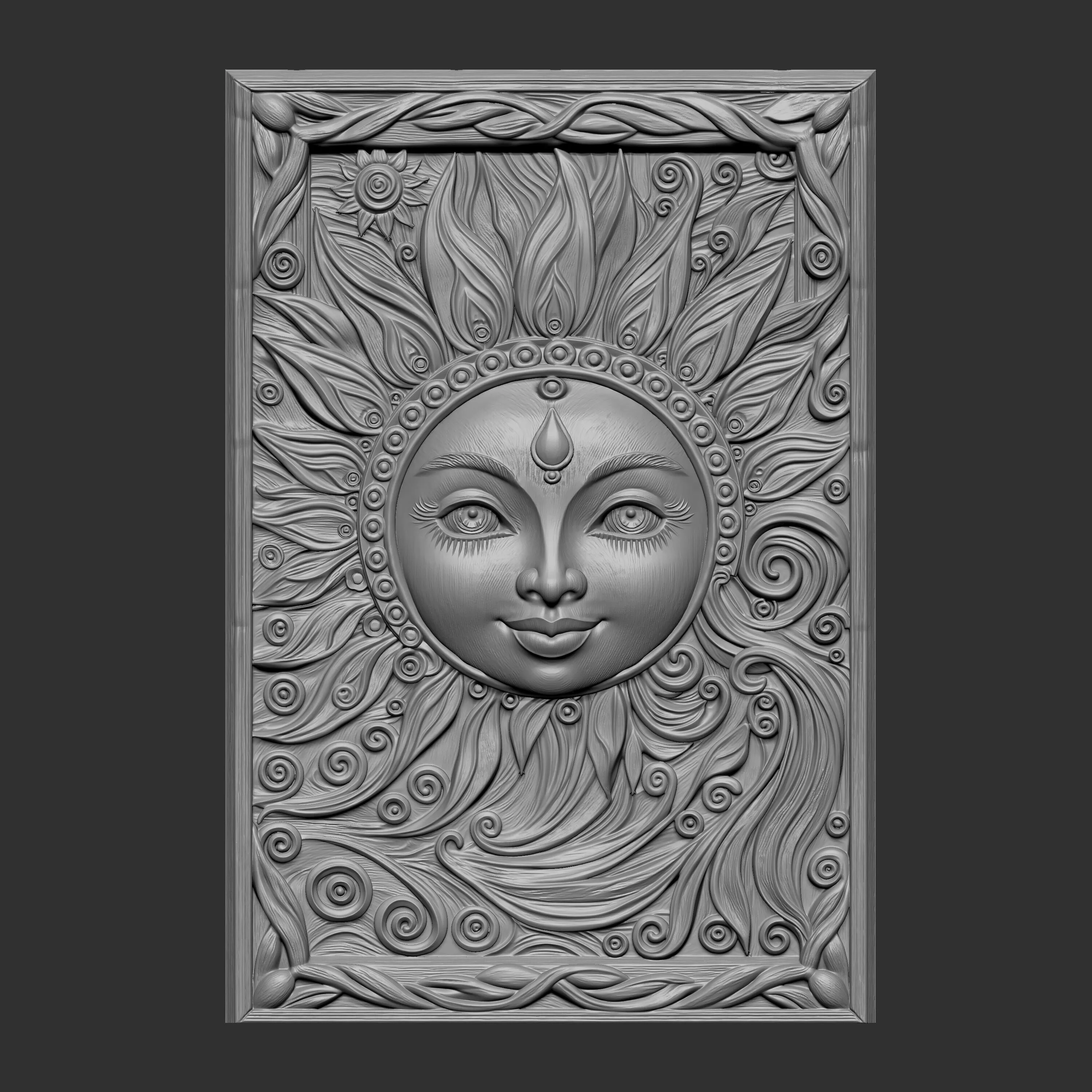 sculpt of a celestial sun deity or Sun Goddess 3D print model