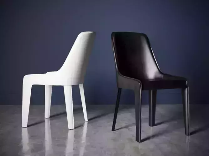 Lamina two leather dining chairs side 3D model