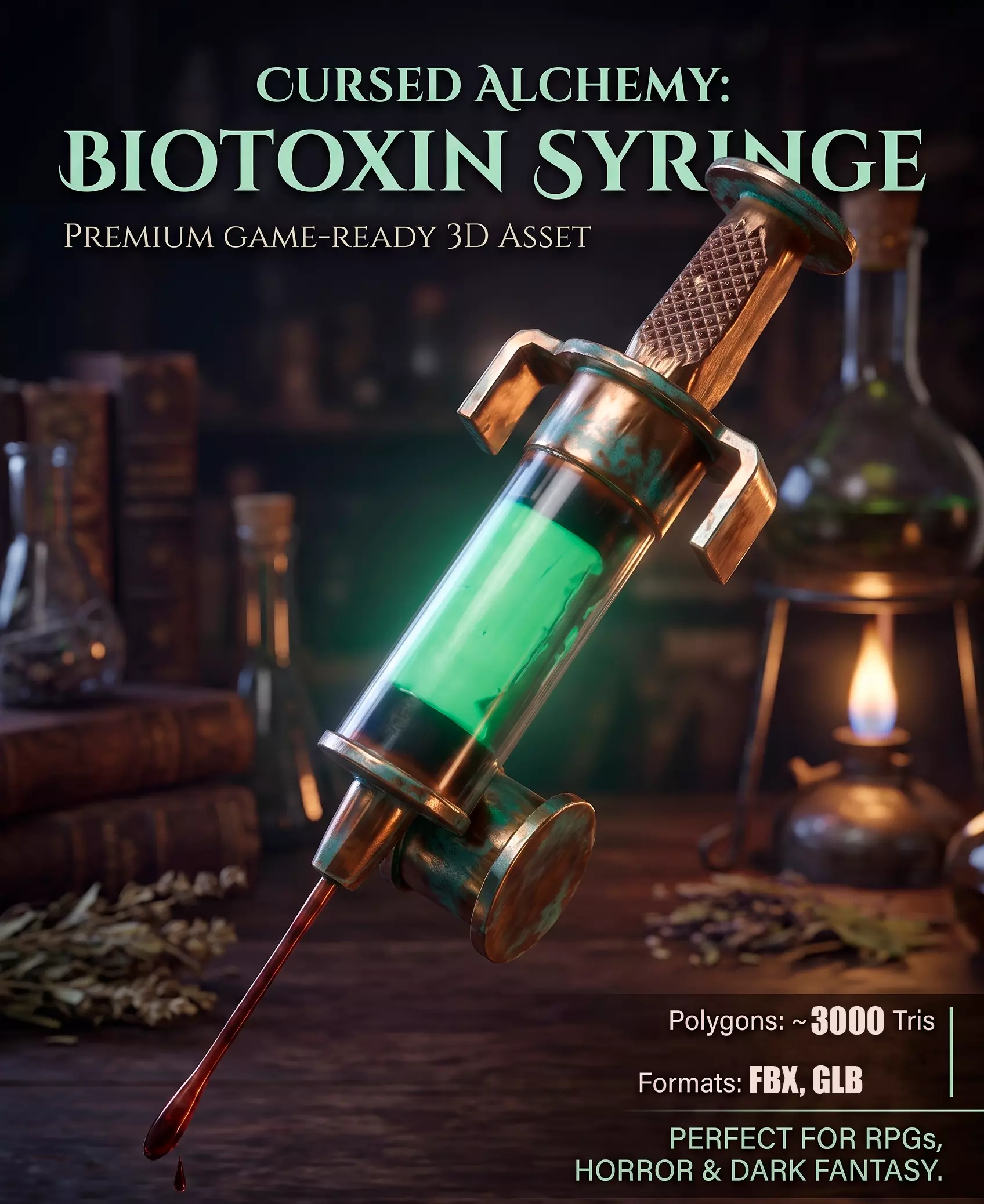 Sci-Fi Medical Syringe - Game Ready PBR Prop Low-poly 3D model