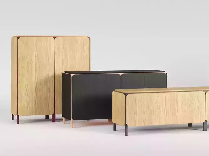 Frame sideboard rose gold 3D model
