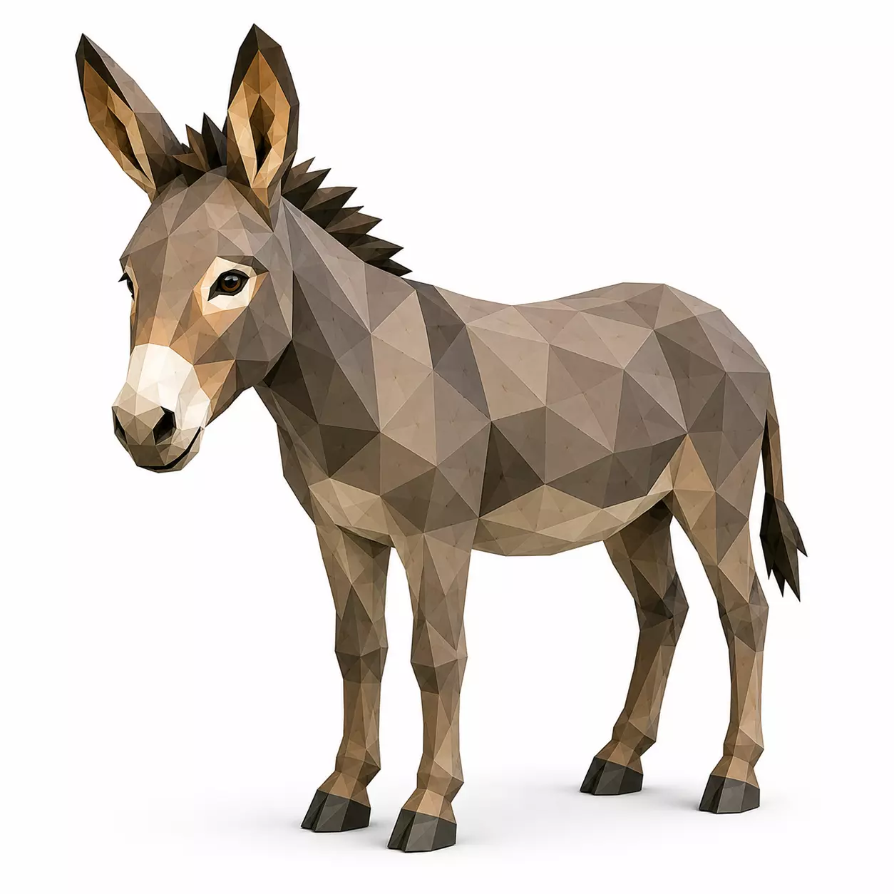 Low Poly Donkey 3D Model - Geometric Farm Animal Asset 3D print model
