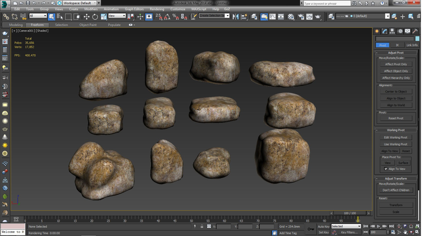 Stones - Big Rocks Low-poly 3D model_8