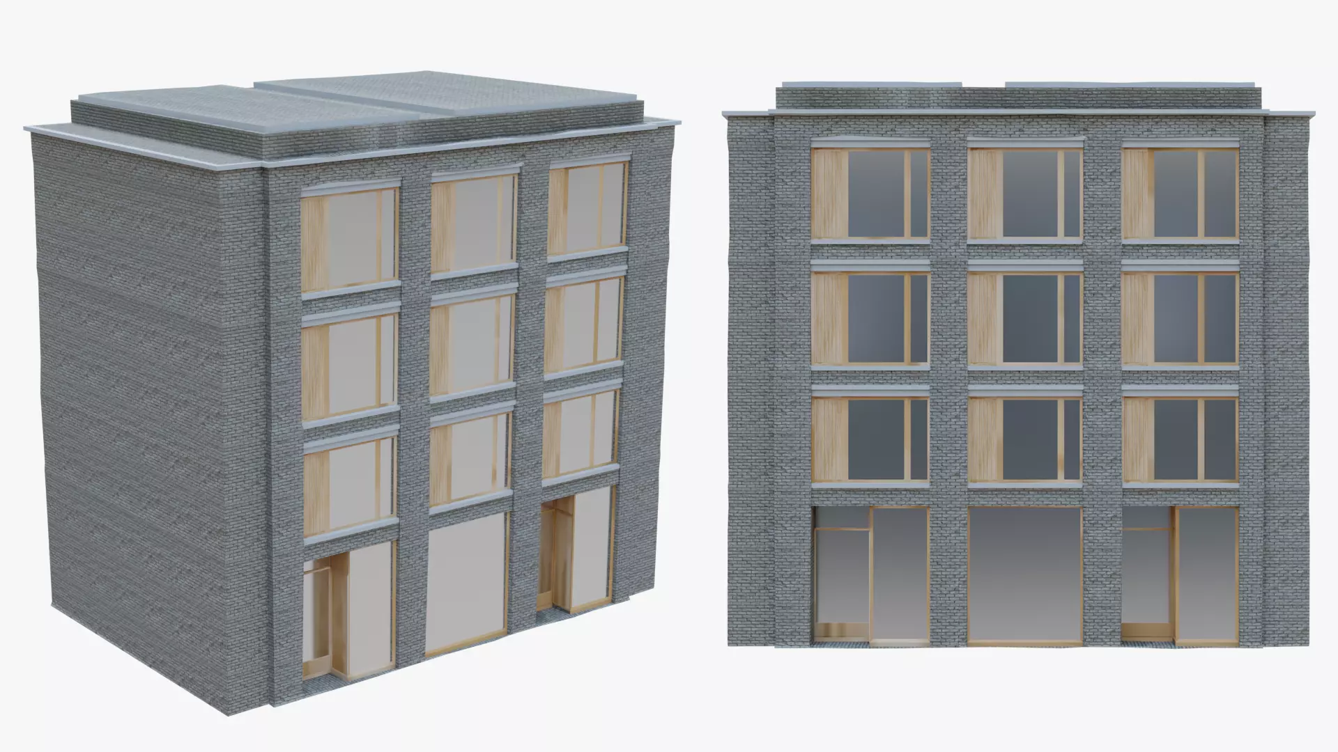 Multi Story Brick Building 3D model