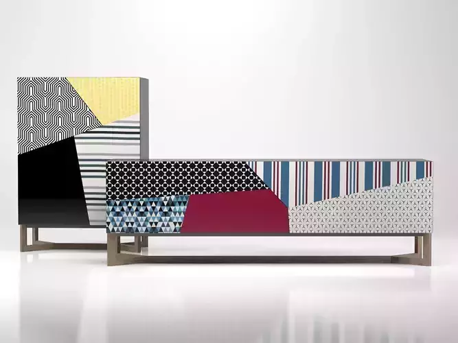 Doppler cabinet with geometric patterns