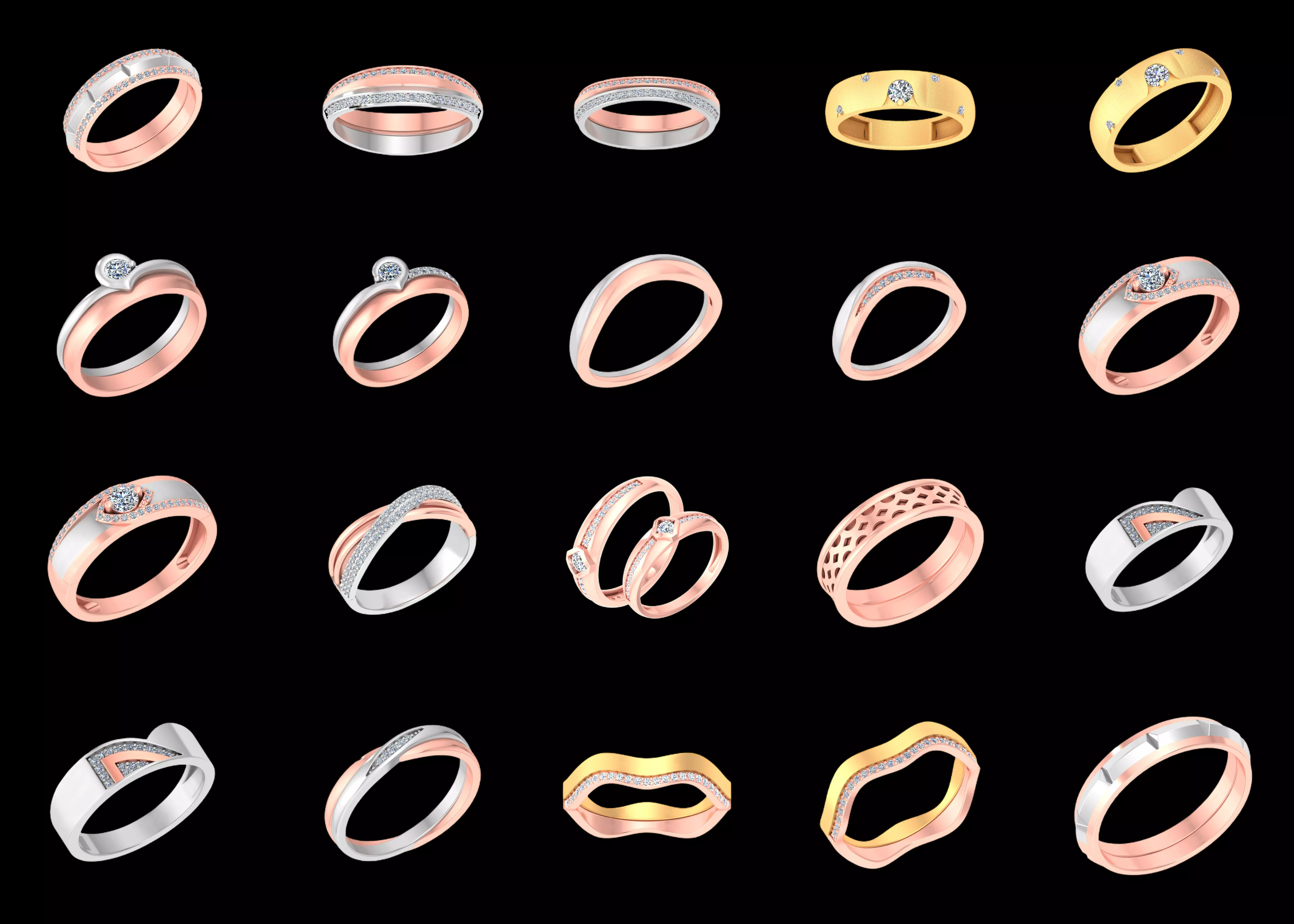 20 Modern Ring CAD Design Combo Pack STL 3DM Jewelry Models 3D print model
