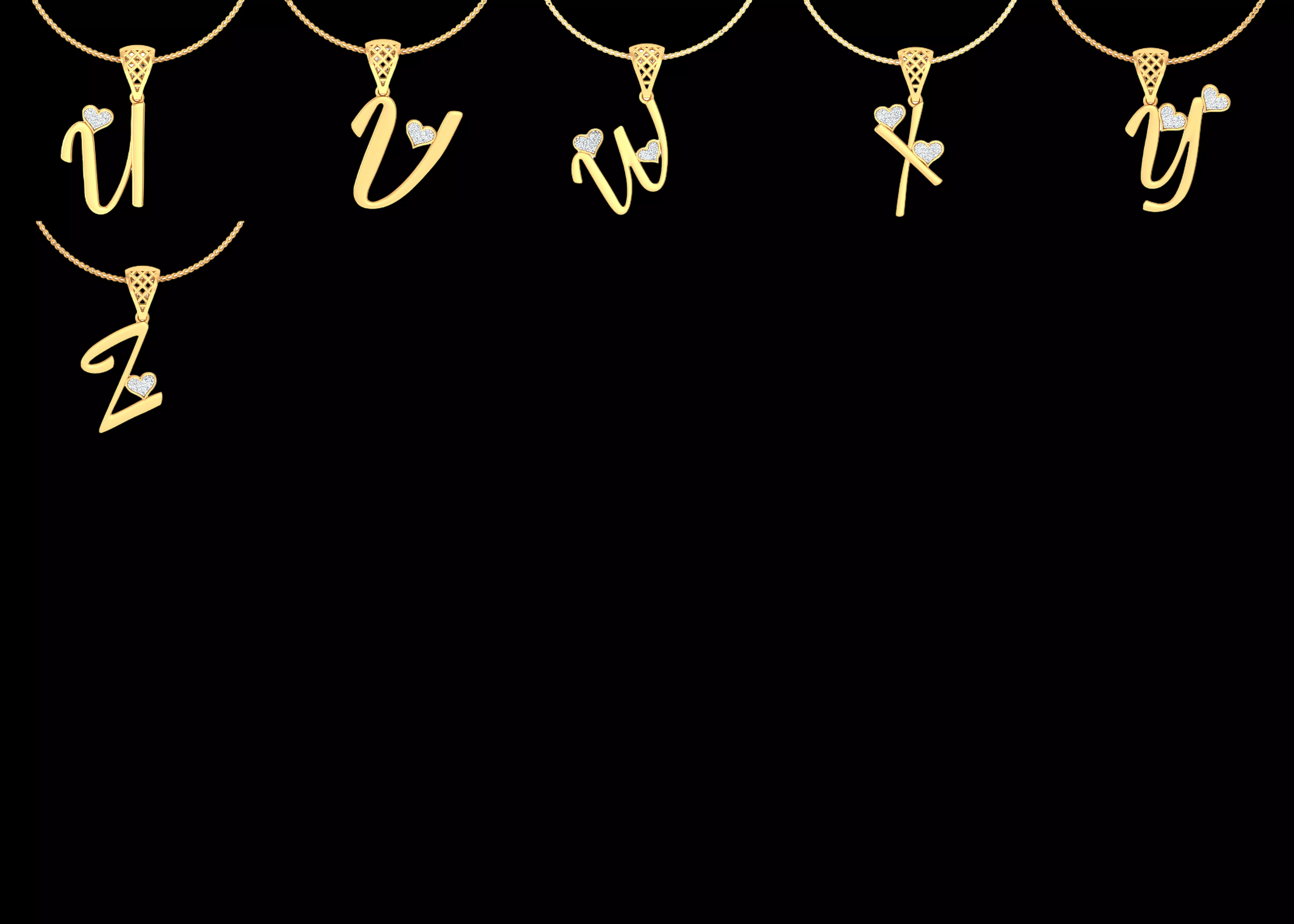 6 Alphabet Pendant CAD Design Combo Pack STL 3DM Jewelry Models 3D print model